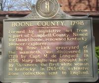 <h2>Marker 1253
</h2><p>Boone County, 1798Marker 1253County: BooneLocation: Southbound rest stop, I-75Description: Formed by legislative act from apart of Campbell County. Named for Daniel Boone, renowned Kentucky pioneer-explorer. Big Bone Lick, graveyard of the mammoth, wasdiscovered in 1729 by Captain M. de Longueuil.In 1756, Mary Inglis was brought here byShawnees, the first white woman in Kentucky. In 1765-66, extensive bone collection sent to England.Photographed by Wahiya<br></p>