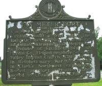 <h2>Marker 1494, Side Two
</h2><p>Side Two:Van Meter FortMarker 1494County: HardinLocation: 1/2 mile West of Elizabethtown, US 62(Reverse) Van Meter Fort - Van Meterbrought seed wheat from Virginia; built a grist mill. The fort, October, 1790, wasscene of an Indian skirmish. Van Meter wasa founder of Elizabethtown and Hardin County. Helped organize Severn's Valley Baptist Church, 1781; served in Revolutionary War as Captain, in Clark's Northwest expedition. Buried at fort;remains later moved to Elizabethtown Cemetery.Photographed by John War Pony Nalley<br></p>